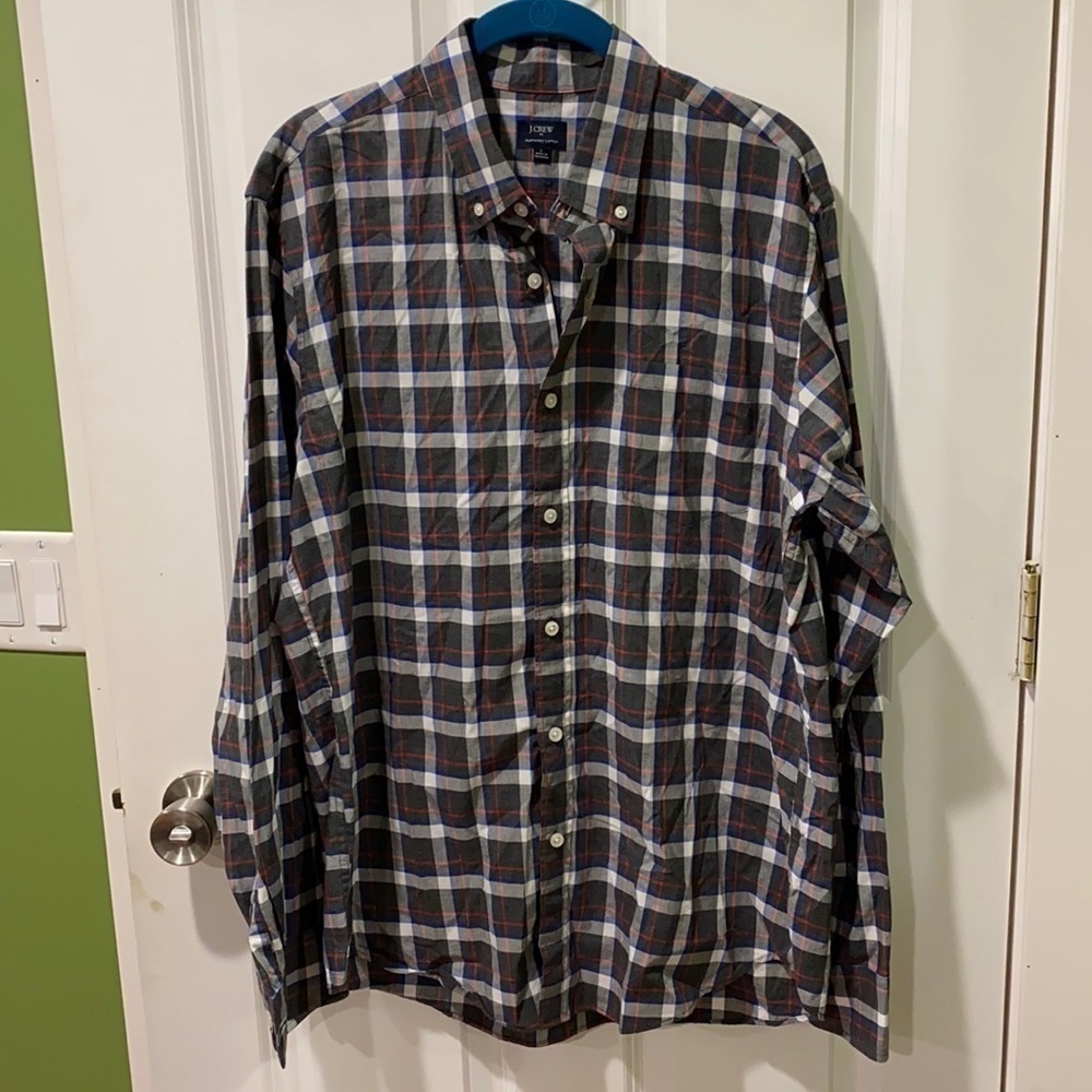 J Crew Heathered Cotton Plaid Button Down Shirt New